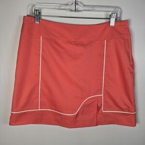 NWOT Lija Coral Mini Skort With White Piping White Shorts Elastic Waist Size 10